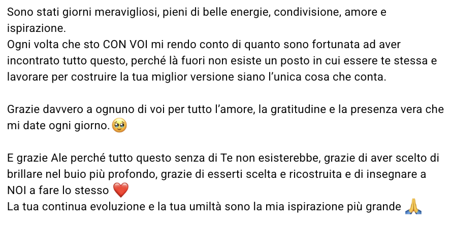 Messaggio ricevuto da una cliente