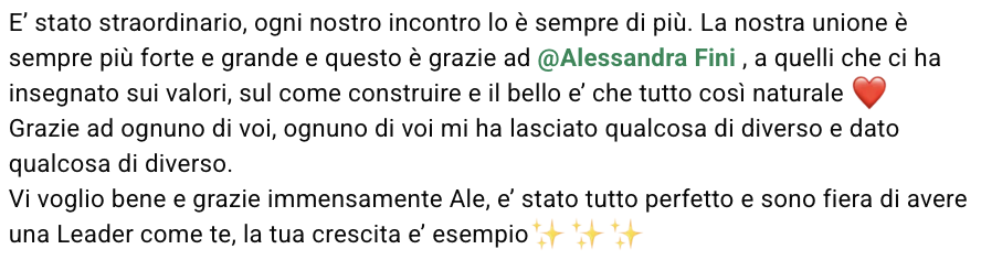 Messaggio ricevuto da una cliente