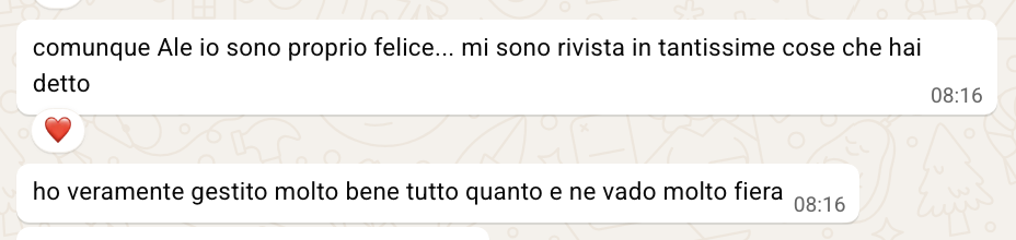 Messaggio ricevuto da una cliente