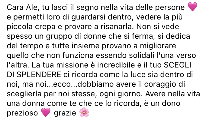 Messaggio ricevuto da una cliente