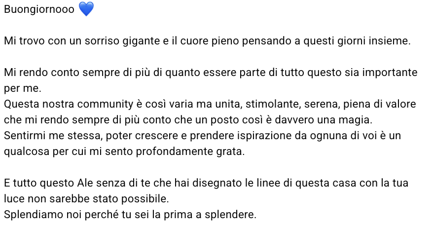 Messaggio ricevuto da una cliente
